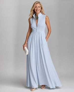 Virelia | Ärmelloser, kragenloser, fließender Jumpsuit mit weitem Bein