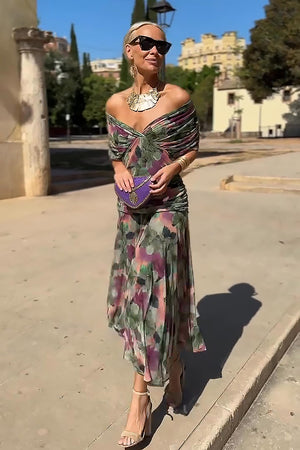 Edith | Festliches A-Linien-Maxikleid mit V-Ausschnitt