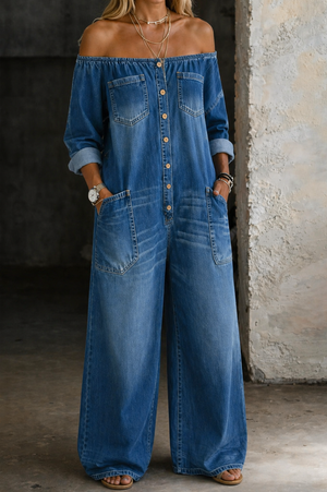Elena | Off-Shoulder Jumpsuit mit langen Ärmeln