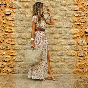 Justine™ – Lange, fließende Boho-Robe mit Gürtel