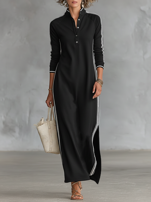 Friederike | Sweat Maxi Kleid Knopfkragen
