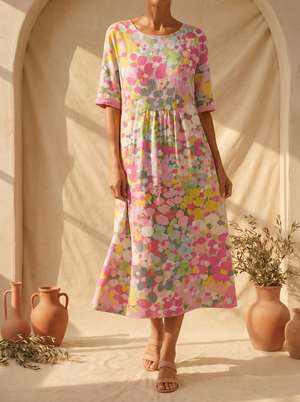 Leonor | Leichtes und fließendes Midikleid mit Blumenmuster